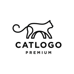 Simple elegant monoline Cat logo design. Line art style logo design inspiration.