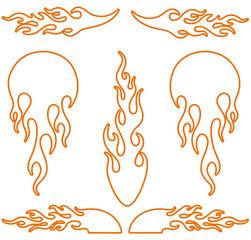 Vector fire flame outline set