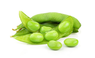 green soy beans isolated on white background