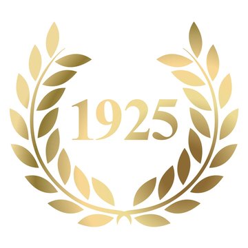 Year 1925 gold laurel wreath vector isolated on a white background