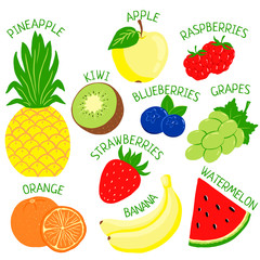 set of fruits and berries