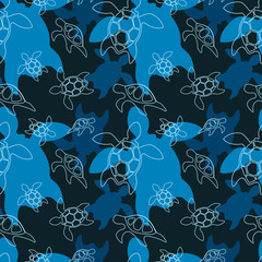 turtles silhouettes seamless template
