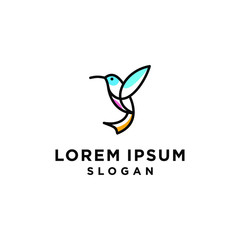 hummingbird colibri bird logo line outline monoline vector icon illustration