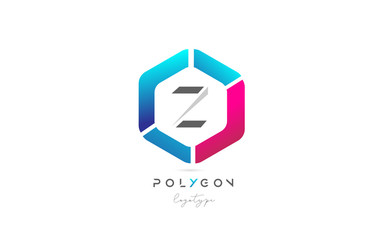 Z polygon pink blue icon alphabet letter logo design for business and company