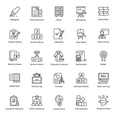  Educational Accessories Line Icons Pack 