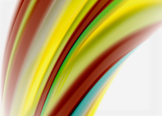 Wave lines abstract background, smooth silk design with rainbow style colors. Liquid fluid color waves. Vector Illustration