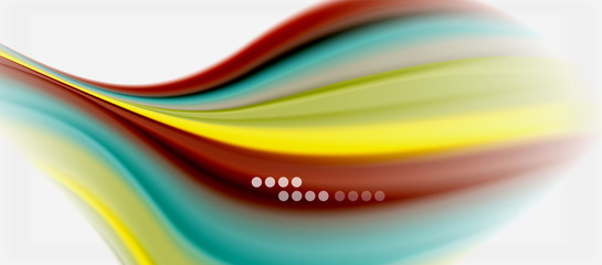Wave lines abstract background, smooth silk design with rainbow style colors. Liquid fluid color waves. Vector Illustration