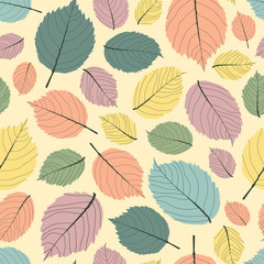 Fototapeta na wymiar Abstract seamless pattern with textured colorful leaves backgrounds