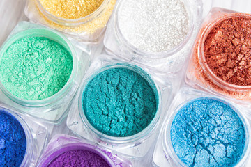 Spangles - powder for nails and needlework. Glitter in a small transparent jars with cap. bright...