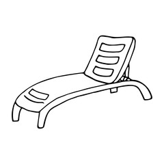 Hand drawn vector illustration in black ink on white background. A beach bed in doodle style. Isolated outline.