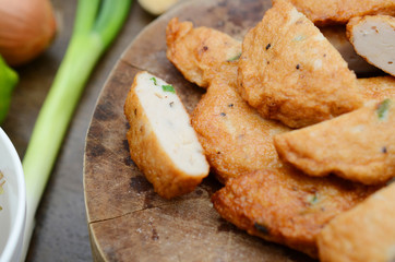 Cooked fishcake slices food cuisine