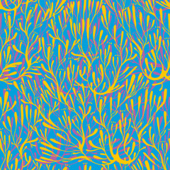 Coral seaweed in the ocean or tree branches seamless pattern.