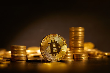 golden bitcoin, conceptual image for crypto currency