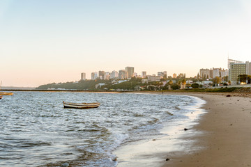 Beautiful coast with fishermen's boats in Maputo, Mozambique