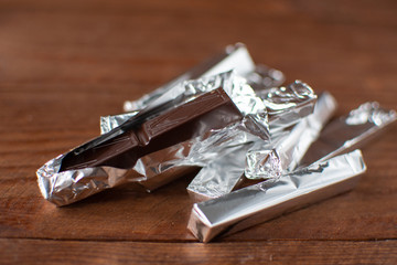 Mini chocolates in a foil package.