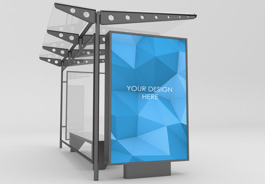 Black Bus Stop Lightbox Mockup Composition