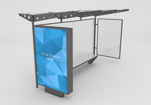 Black Bus Stop Lightbox Mockup Composition