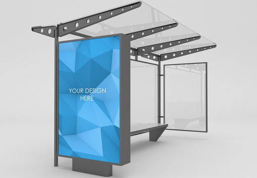 Black Bus Stop Lightbox Mockup Composition