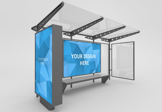 Black Bus Stop Lightbox Mockup Composition