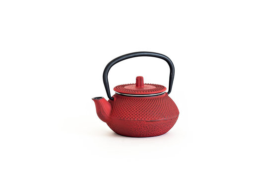 coloured cast iron kettle isolated