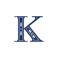 Initial K with pillar for Logo design template