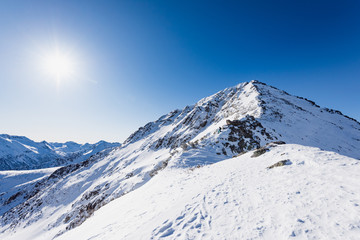 Mountain peak in winter