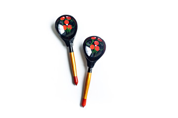 Wooden Russian Spoon or spoons isolated on white background