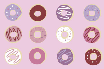 Fototapeta na wymiar Donut vector set isolated on a light background