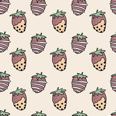 Summer pattern with strawberries. Summertime