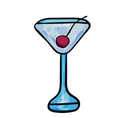 Aperitif drink. Vector doodle illustration on transparent and white backgrounds. Food and Drink,