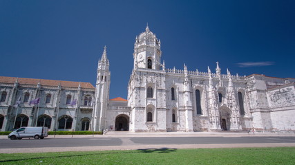 Fototapeta premium The Jeronimos Monastery or Hieronymites Monastery is located in Lisbon, Portugal timelapse