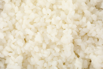 Boiled white rice texture background, close up