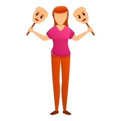 Bipolar disorder mask icon. Cartoon of bipolar disorder mask vector icon for web design isolated on white background