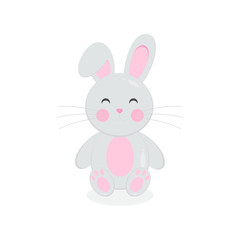 This is cute cartoon bunny isolated on white background. Vector illustration in flat style.