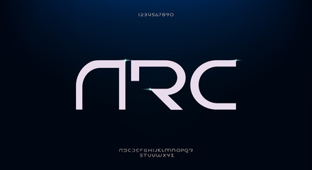 Arc, an abstract futuristic technology alphabet font. inspired by a modern architecture, digital space typography vector illustration design	