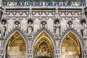 Facade of the Church of Votivkirche. Vienna. Austria