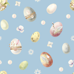 Watercolor Easter cute seamless pattern