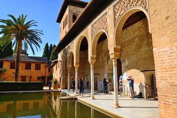 Fototapeta premium Granada, Spain - February 20, 2020: Tower of the Ladies of the Alhambra in Granada.