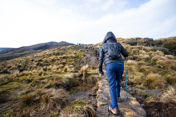 Senderismo, montañismo, trekking, deporte en montaña. Colombia Volcan Purace