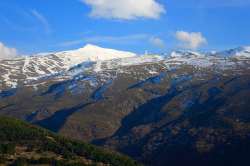 Granada, Spain - February 20, 2020: Landscape of Sierra Nevada in Granada.