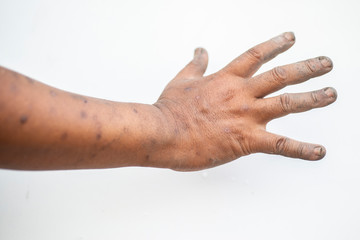 Handful gestures of dirty hands and fingers