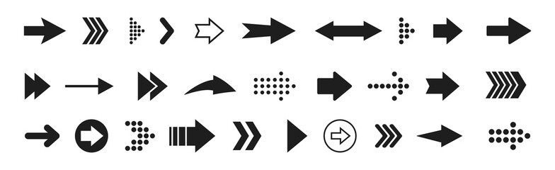 Big black arrows set icons