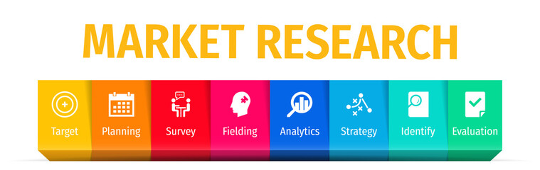 Market Research Flat Vector Icons. Market Research Vector Background with Icons.