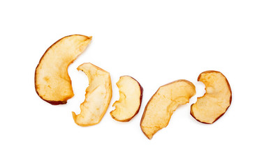 Dried sliced apples, fruit isolated on white background