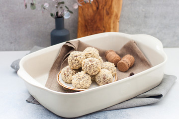 Delicious milk chocolate and peanut butter truffles dipped in chopped peanuts