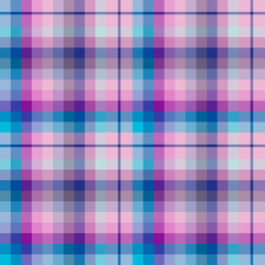 Seamless pattern in fine blue, pink, violet and purple colors for plaid, fabric, textile, clothes, tablecloth and other things. Vector image.