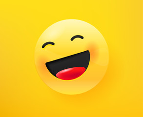 Laugh loudly emoticon. 3d comic style editable vector illustration