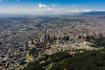 Obraz premium Aerial view of a panoramic view of the city of Bogota.