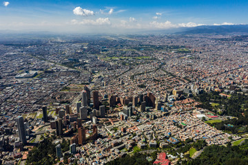 Aerial view of a panoramic view of the city of Bogota.