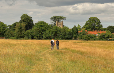 Ramblers on an English Rural Track